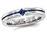 Men's 1/5 Carat (ctw) Natural Blue Sapphire Band Ring in Titanium